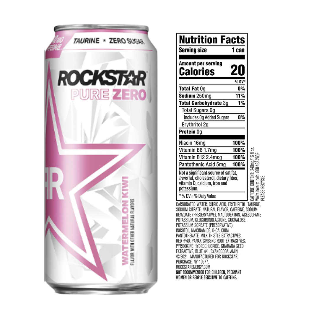 Rockstar Energy Drink Pure Zero Energy Drink, 3 Flavor Variety