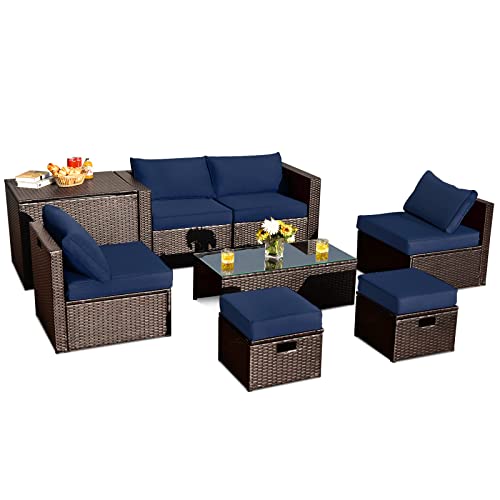 Costway 8pcs rattan patio furniture set hot sale