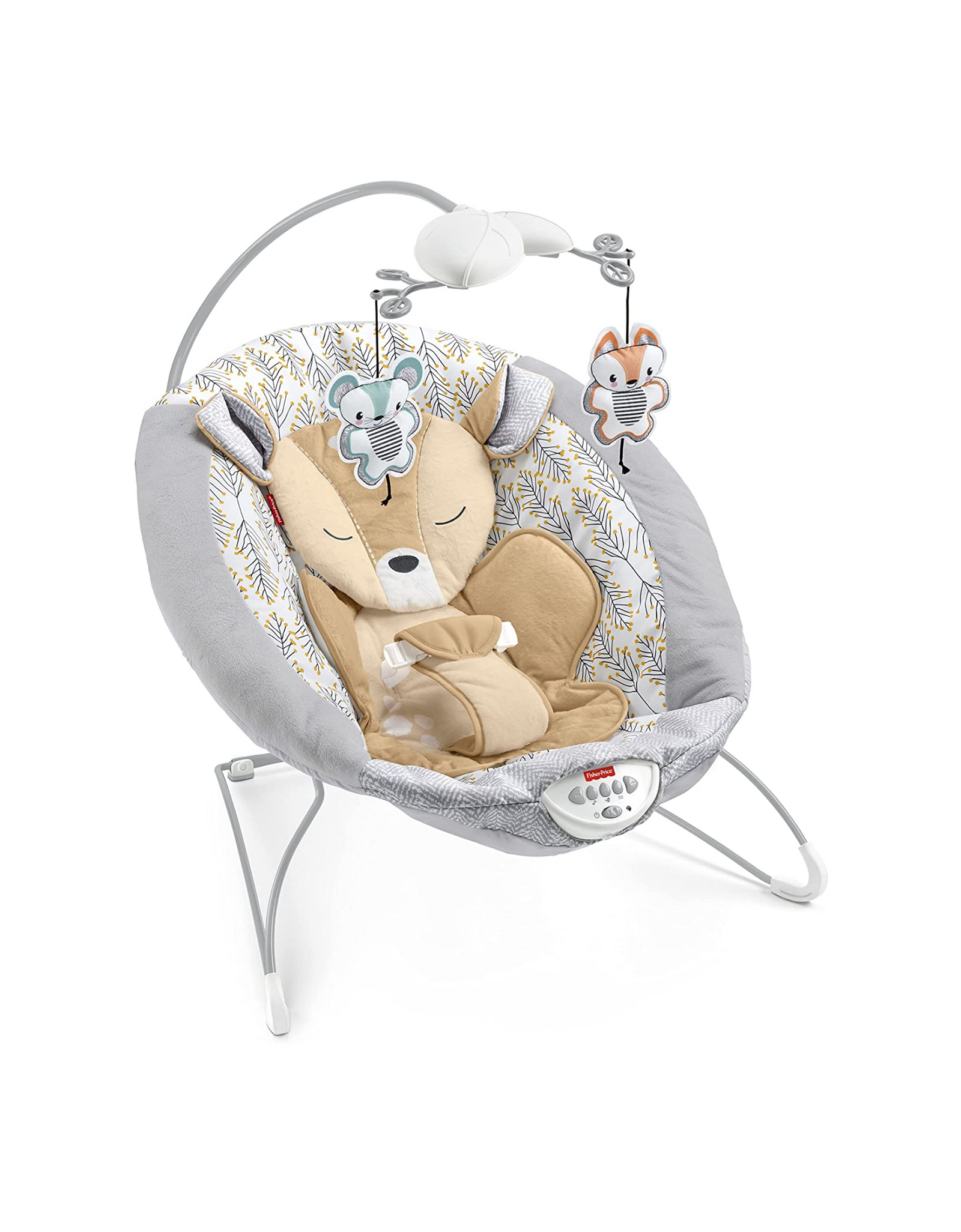 Fisher-Price Fawn Meadows Deluxe Bouncer, Portable Infant Seat - with Music and Vibrations