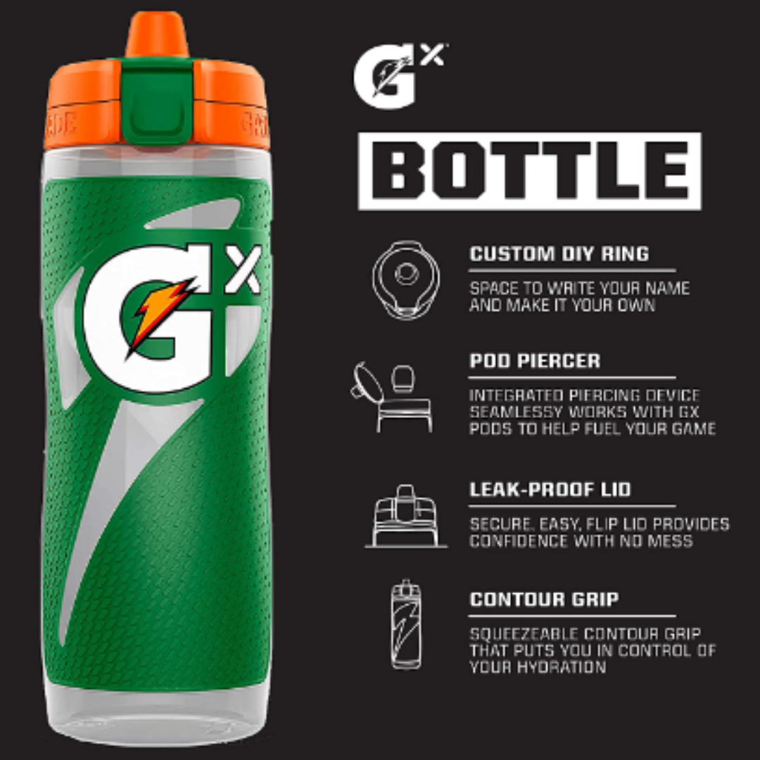 Gatorade Gx Hydration System, Non-Slip Gx Squeeze Bottles & Gx Sports Drink  Concentrate Pods 