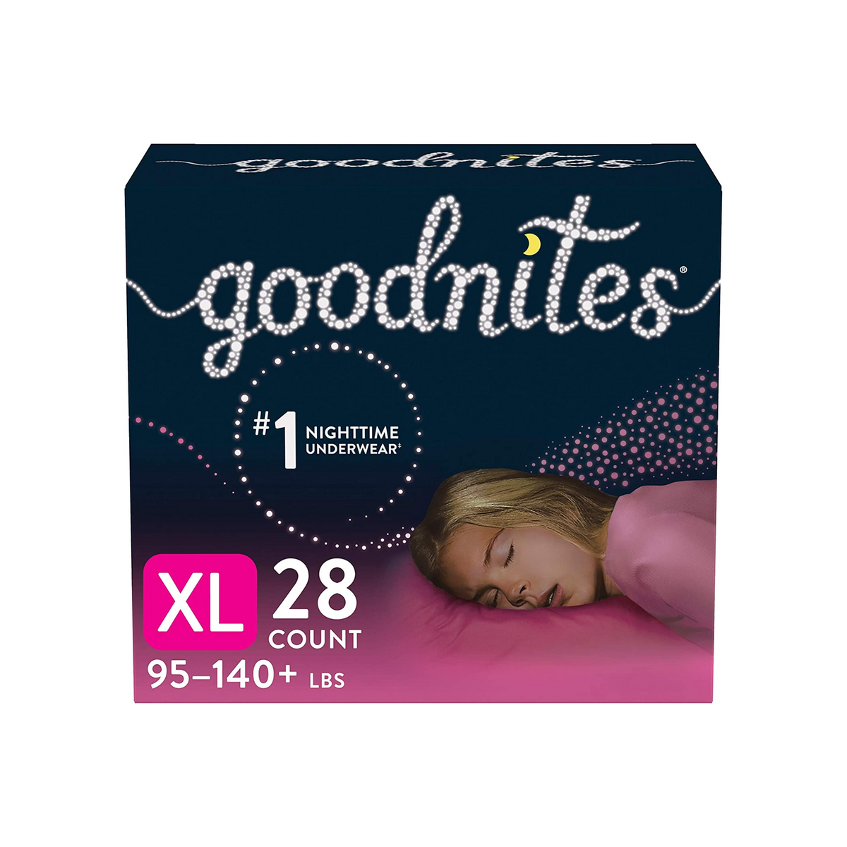 Goodnites Girls' Nighttime Bedwetting Underwear, Size Extra Large (95-140+  lbs), 28 Ct - 28 ea