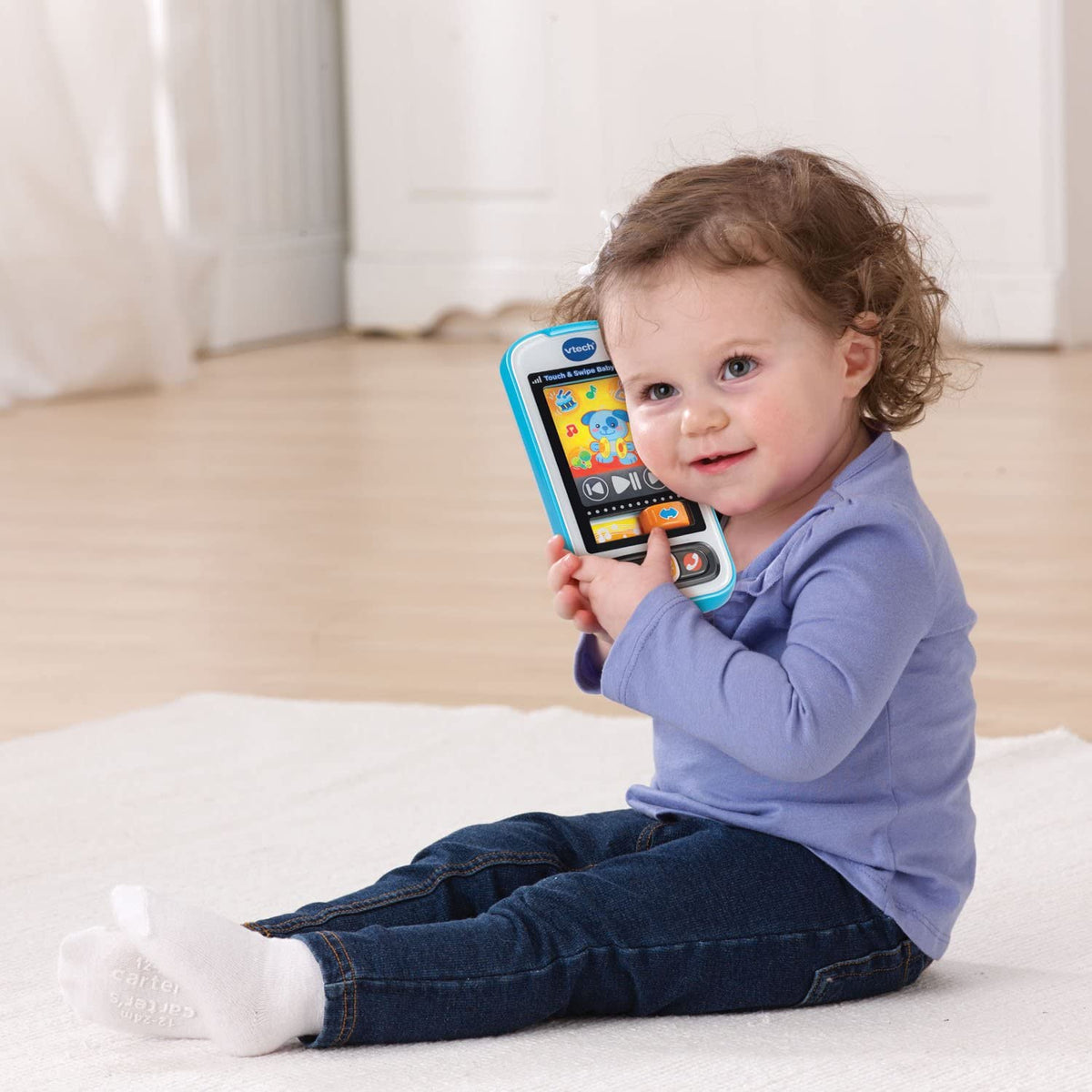 VTech Touch and Swipe Baby Phone, Blue - with 12 Light-Up Pretend Apps –  AERii