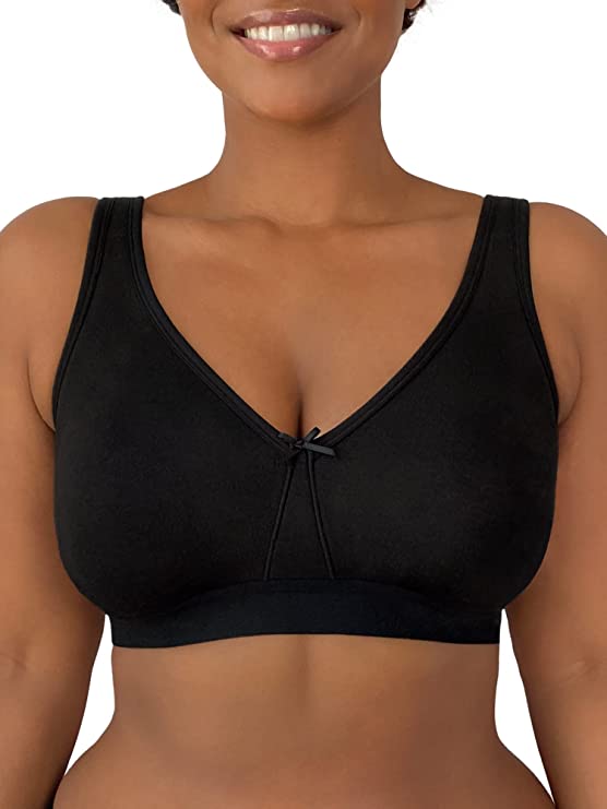 Fruit of the Loom Plus Size Beyond Soft Unlined Underwire Cotton Bra 2 Pack  Black Hue/Sand 42G