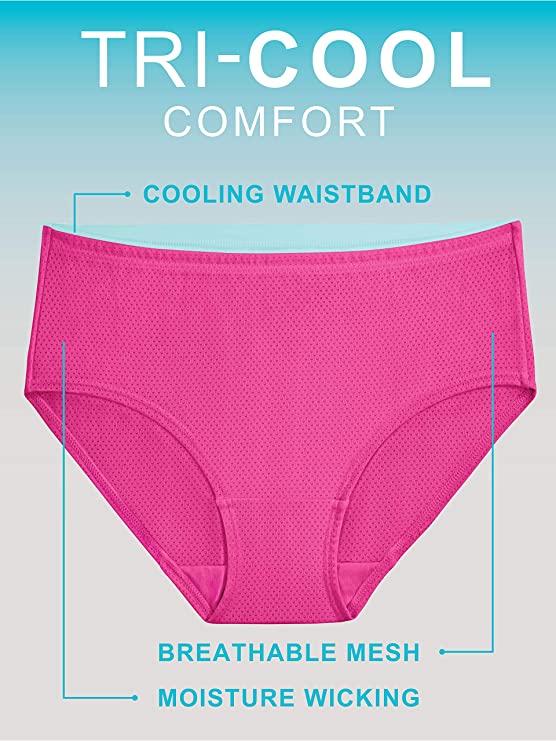 Fruit of the Loom Women's Breathable Cotton-Mesh Bikini Underwear
