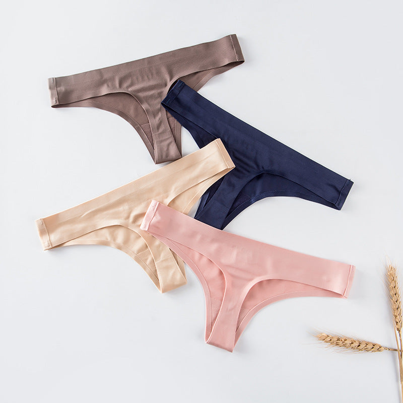 Ladies Mid-to-low-waist Seamless Ice Silk Panties