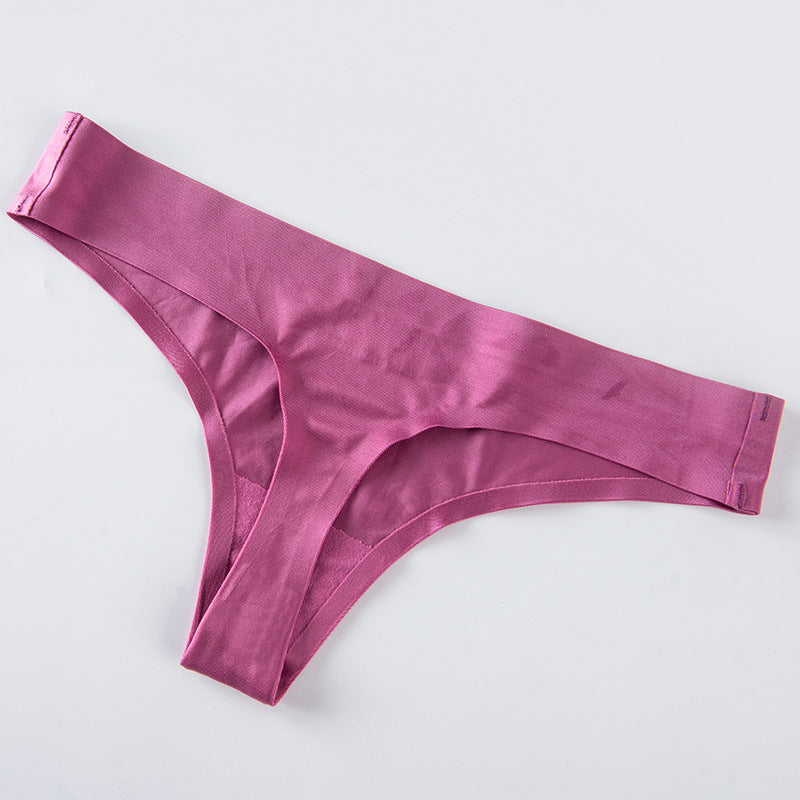 Ladies Mid-to-low-waist Seamless Ice Silk Panties