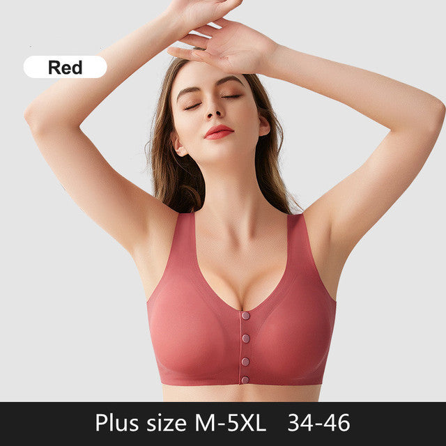 Maternity Front Buckle Seamless Ice Silk Breastfeeding Bra