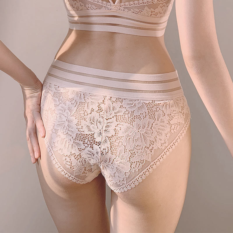 Lace panties hollow transparent mesh cotton
