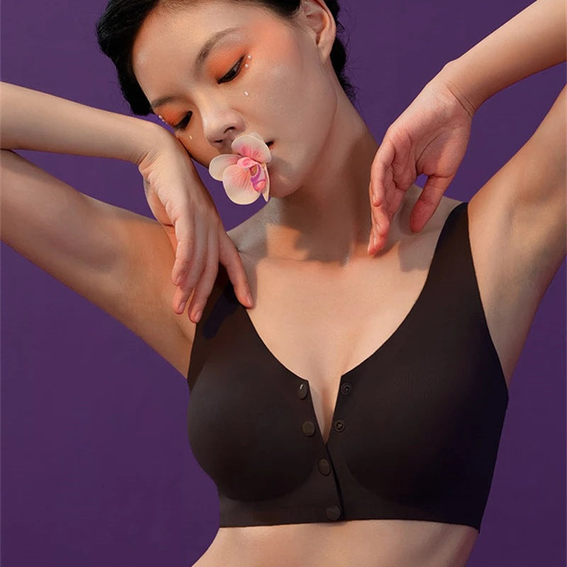 Maternity Front Buckle Seamless Ice Silk Breastfeeding Bra