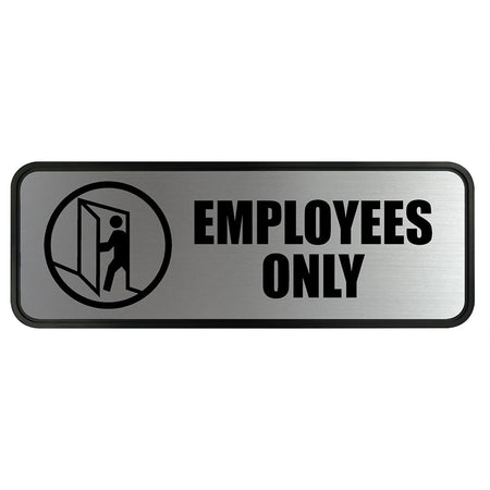 Cosco Employees Only Brushed Metal Office Sign 9 x 3