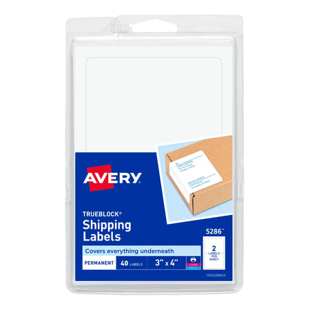 Avery Shipping Labels TrueBlock Technology 3 x 4 Pack of 40