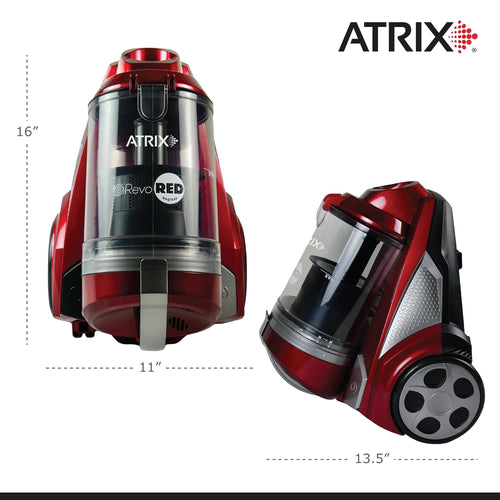 Atrix Revo Red Canister Vacuum Bagless 3-Quart