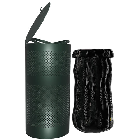 Flash Furniture Outdoor Trash Can 11.5 Gallon Stainless Steel Green