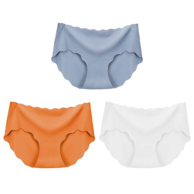 3Pcs Seamless Underwear Silk For Women Panties Lingerie Sexy