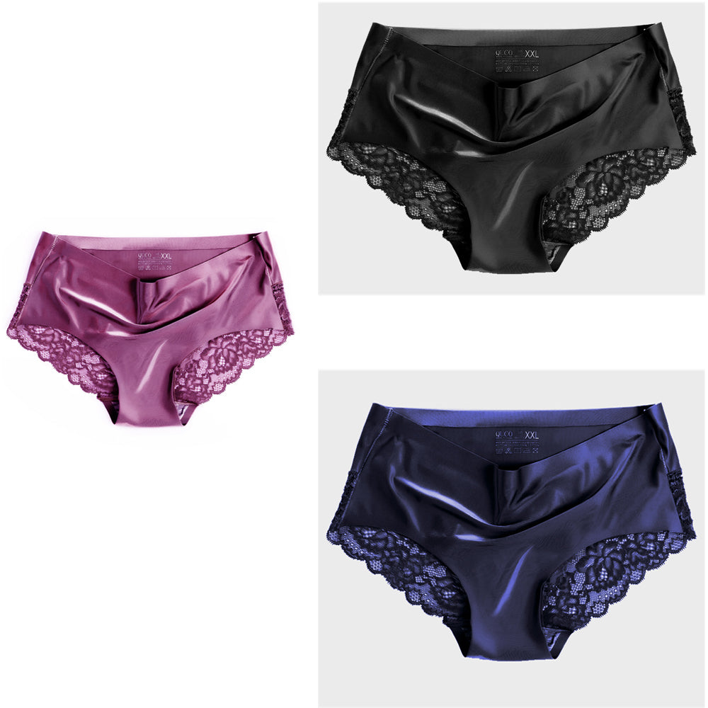 Ice silk seamless lace panties