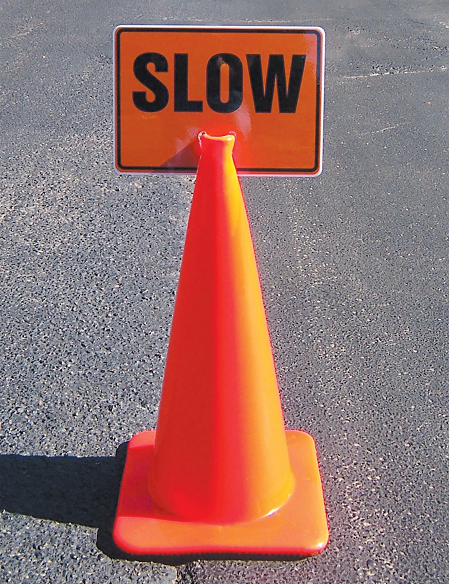 Accuform Keep Left (Arrow) Traffic Cone Top Sign - 10" x 14"