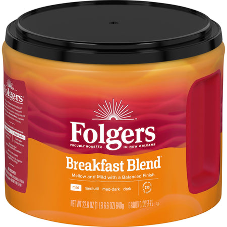 Folgers Breakfast Blend Ground Coffee Smooth & Mild 22.6 Ounce