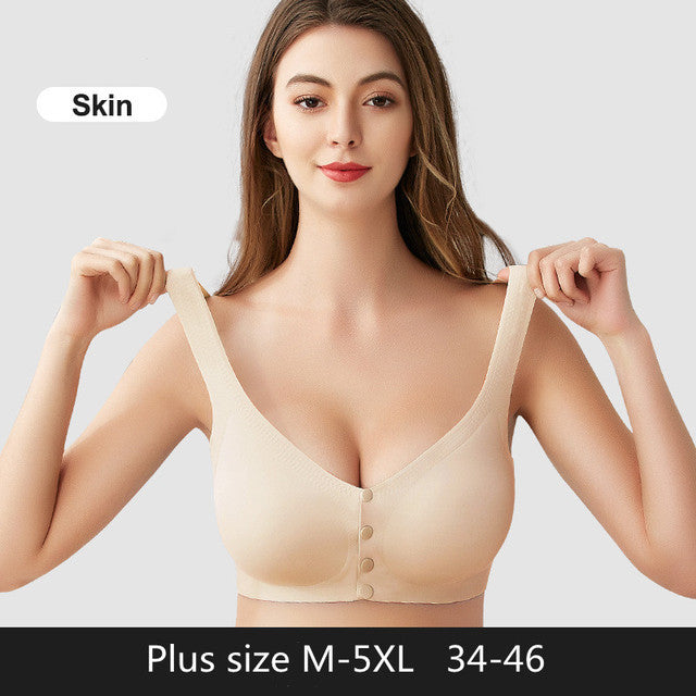 Maternity Front Buckle Seamless Ice Silk Breastfeeding Bra