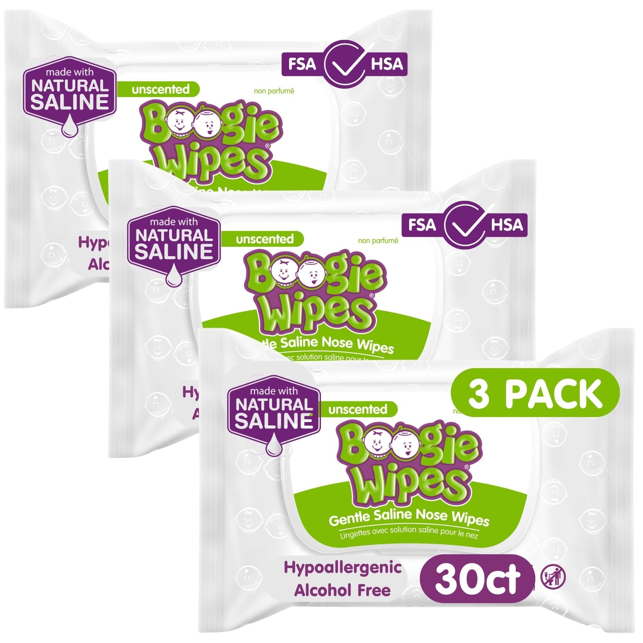 Boogie Wipes Saline Wipes Unscented (90 count)