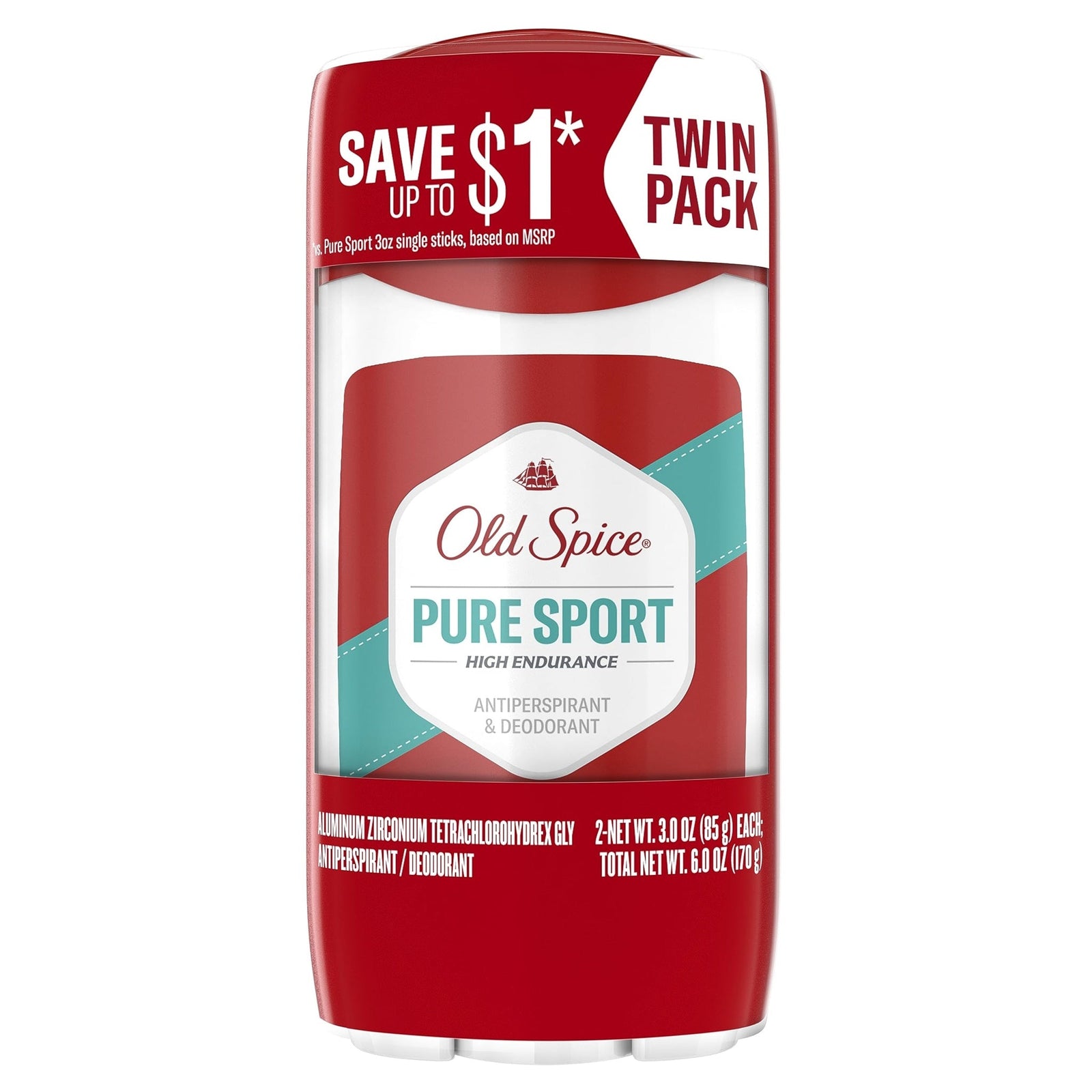 Old Spice High Endurance Deodorant Pure Sport (3 oz, Pack of 2)