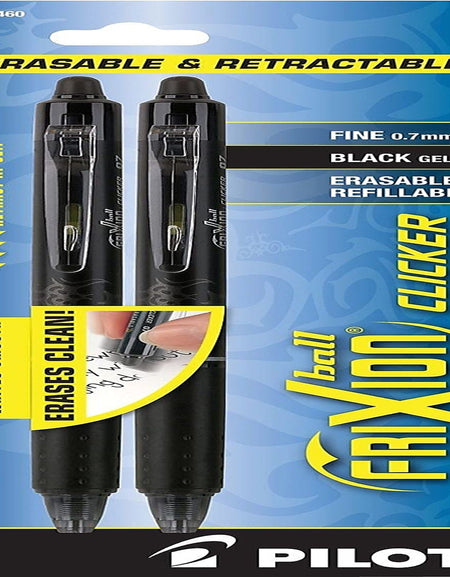 Pilot FriXion Clicker Erasable Gel Pens Black (2 Pack)