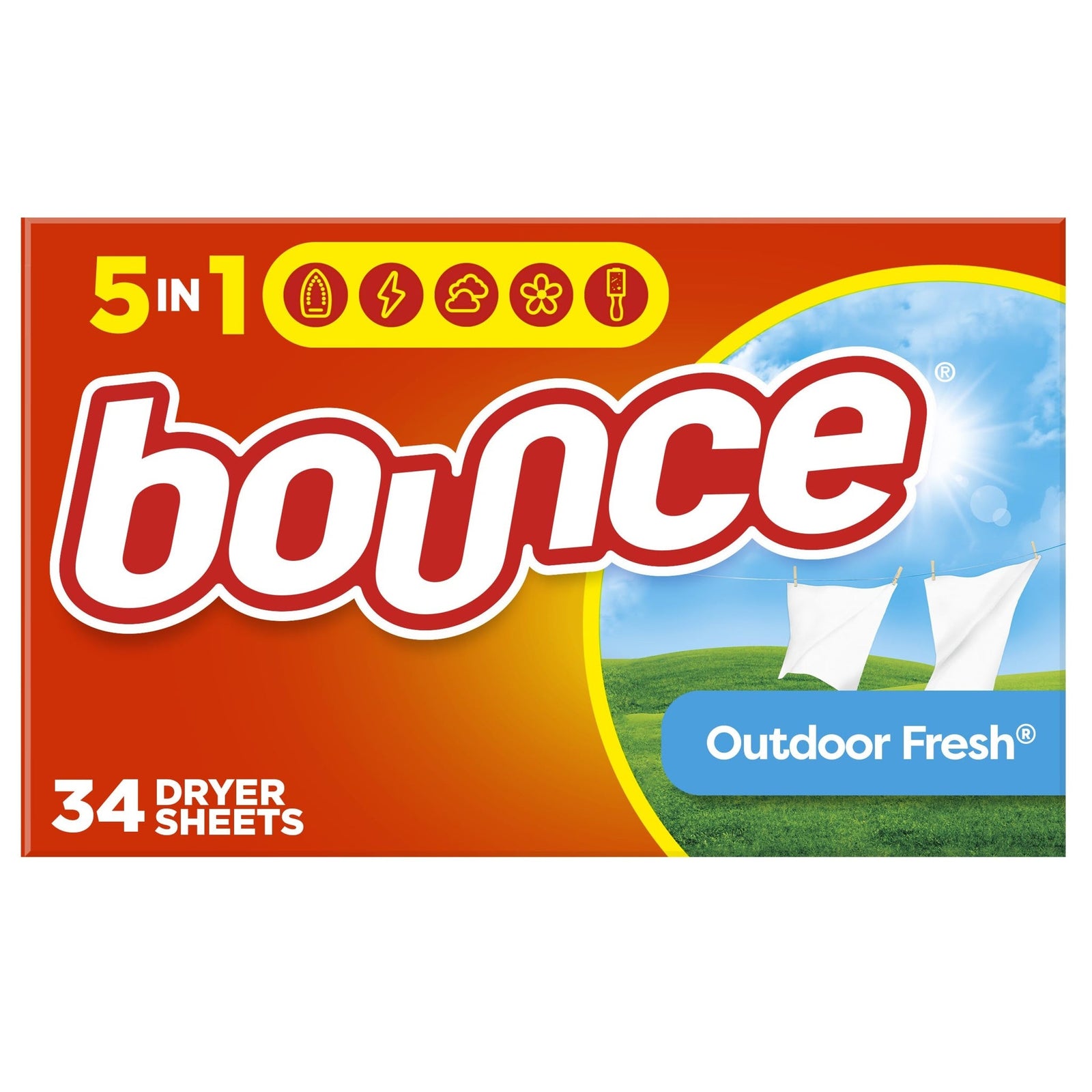 Bounce Fabric Softener Dryer Sheets Outdoor Fresh (34 count)
