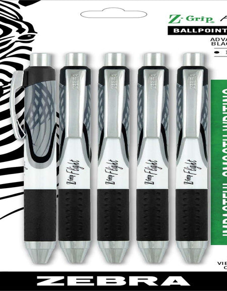 Zebra Z-Grip Flight Pens Bold Black (5 count)