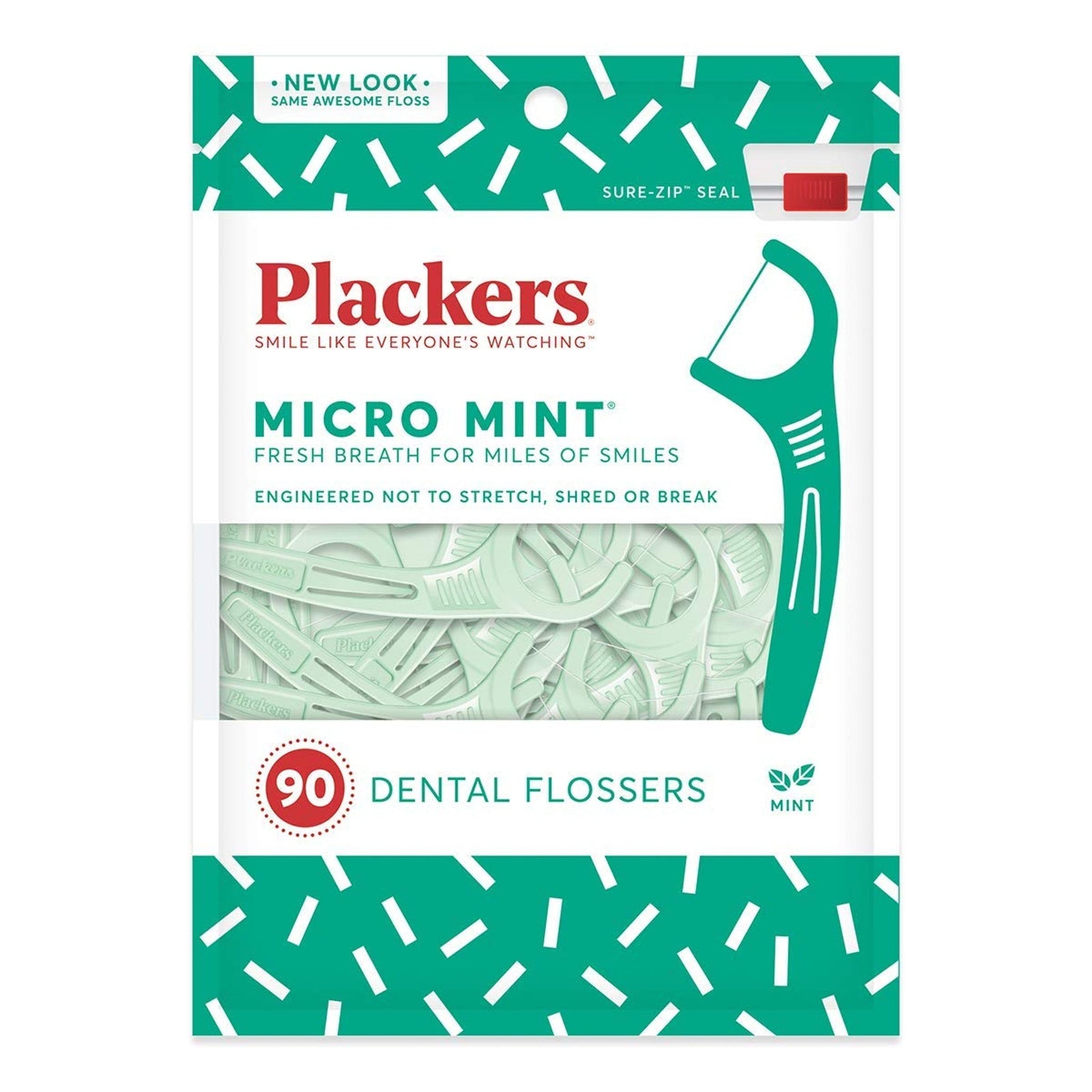 Plackers Micro Mint Dental Flossers Mint (90 Count, Pack of 10)