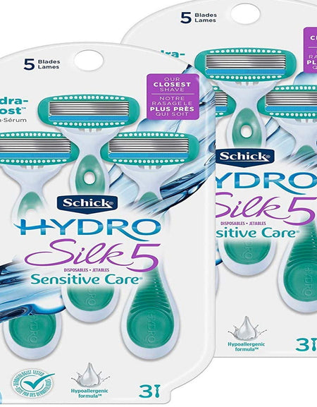 Schick Hydro Silk Disposable Razors for Women (3 Count, Pack of 2)