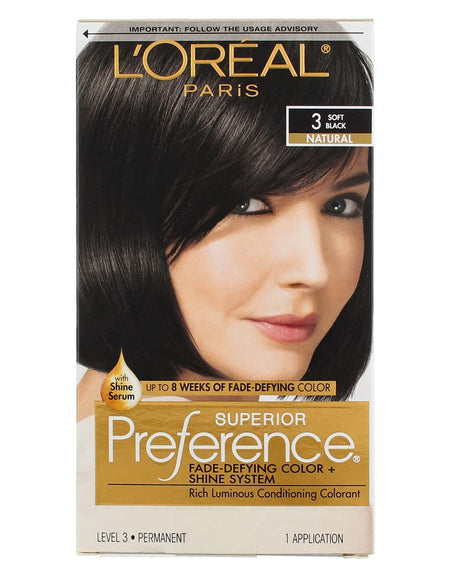 L’Oreal Paris Superior Preference Hair Color - 3 Soft Black (Pack of 2)