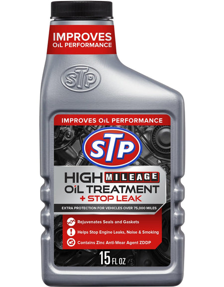 STP High Mileage Oil Treatment + Stop Leak (15 oz)