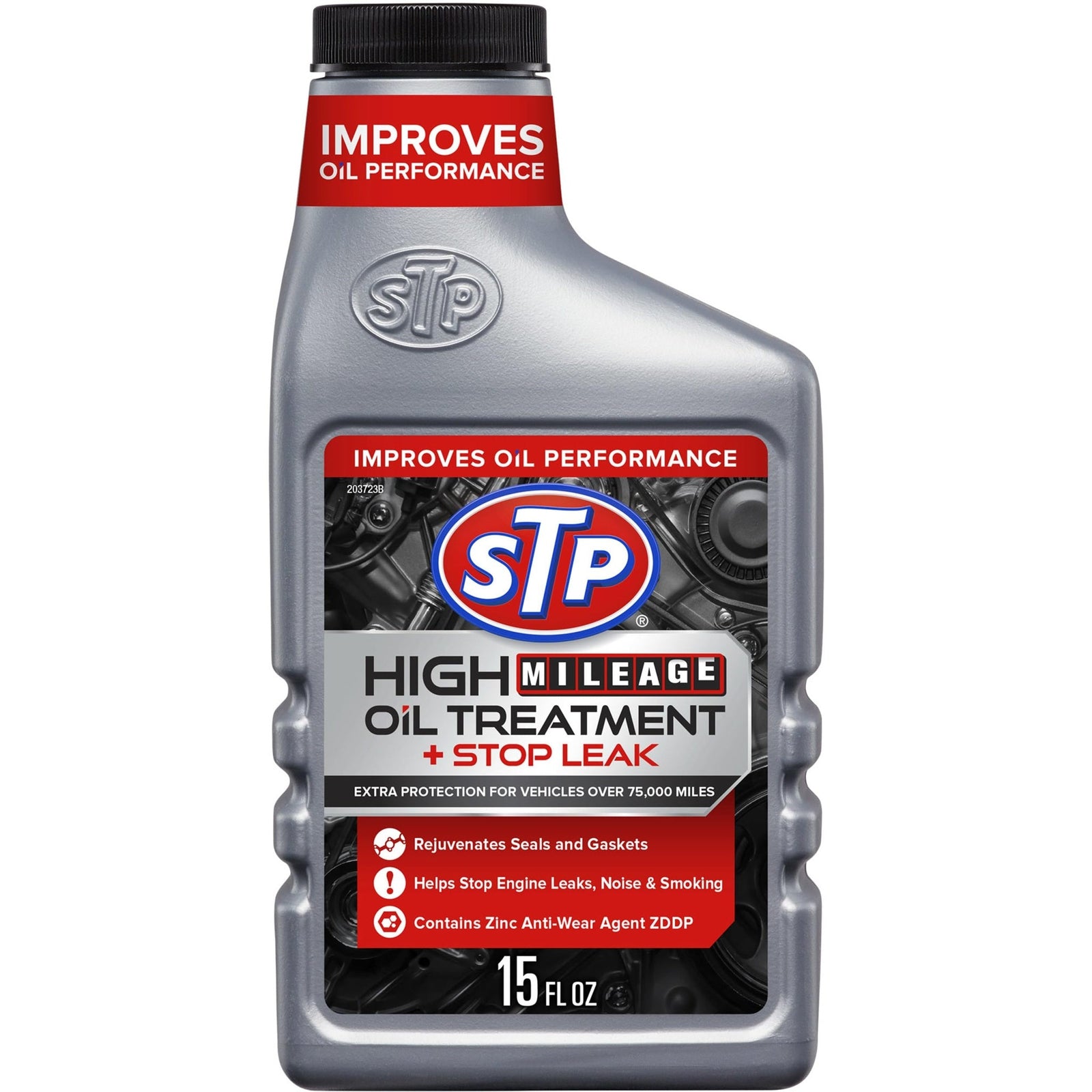 STP High Mileage Oil Treatment + Stop Leak (15 oz)