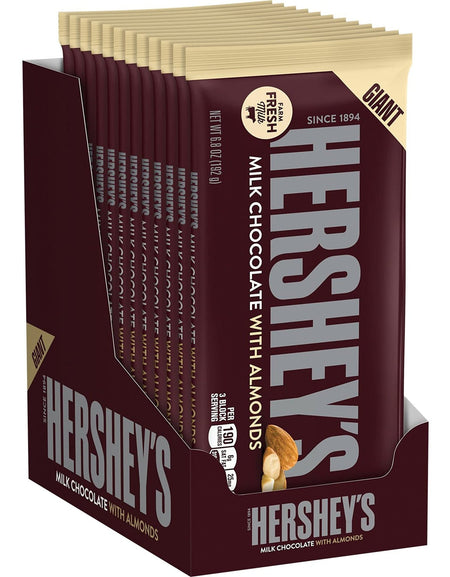 HERSHEY'S Milk Chocolate w/ Almonds (6.8 oz, Pack of 12)