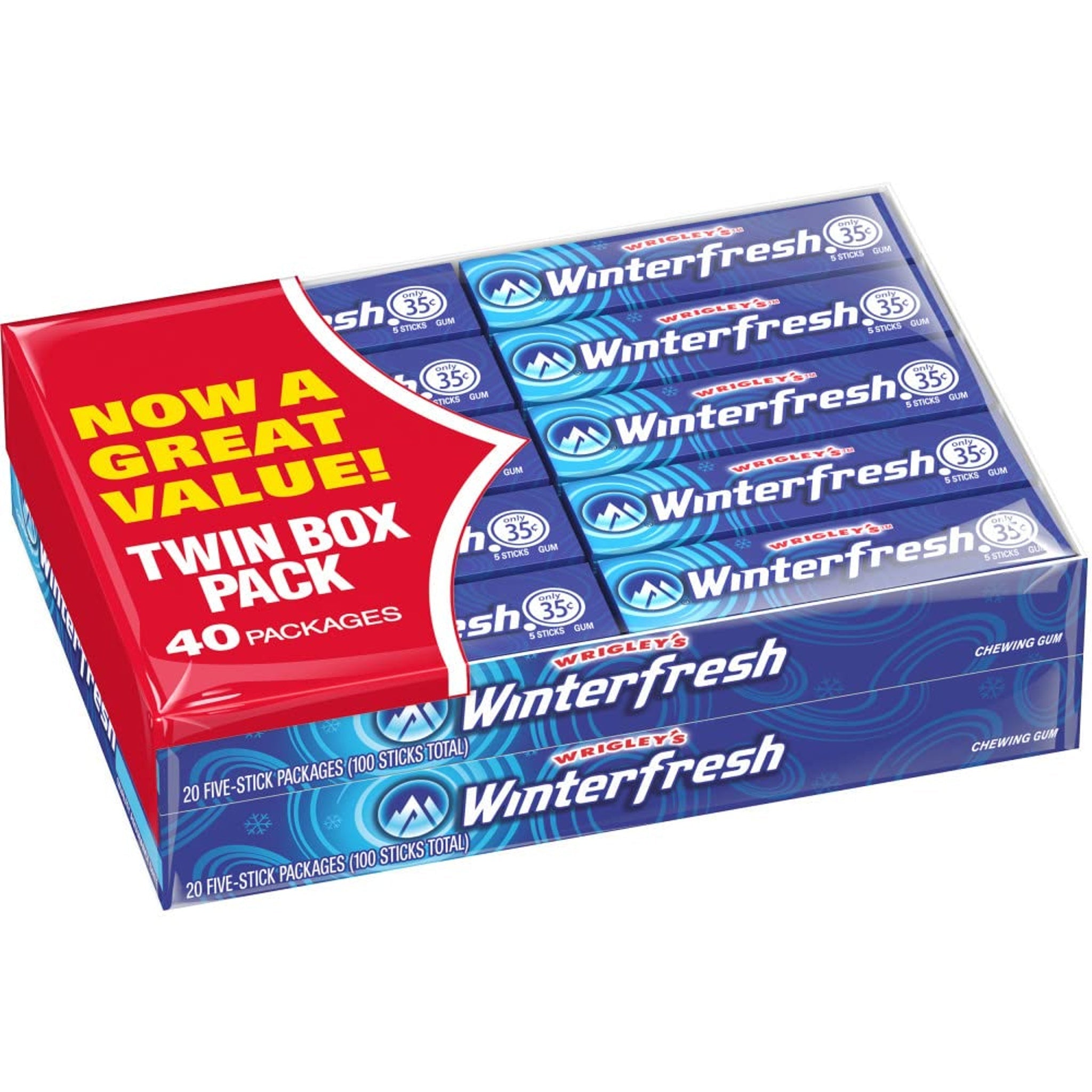 Winterfresh Chewing Gum (5 Sticks, Pack of 40)