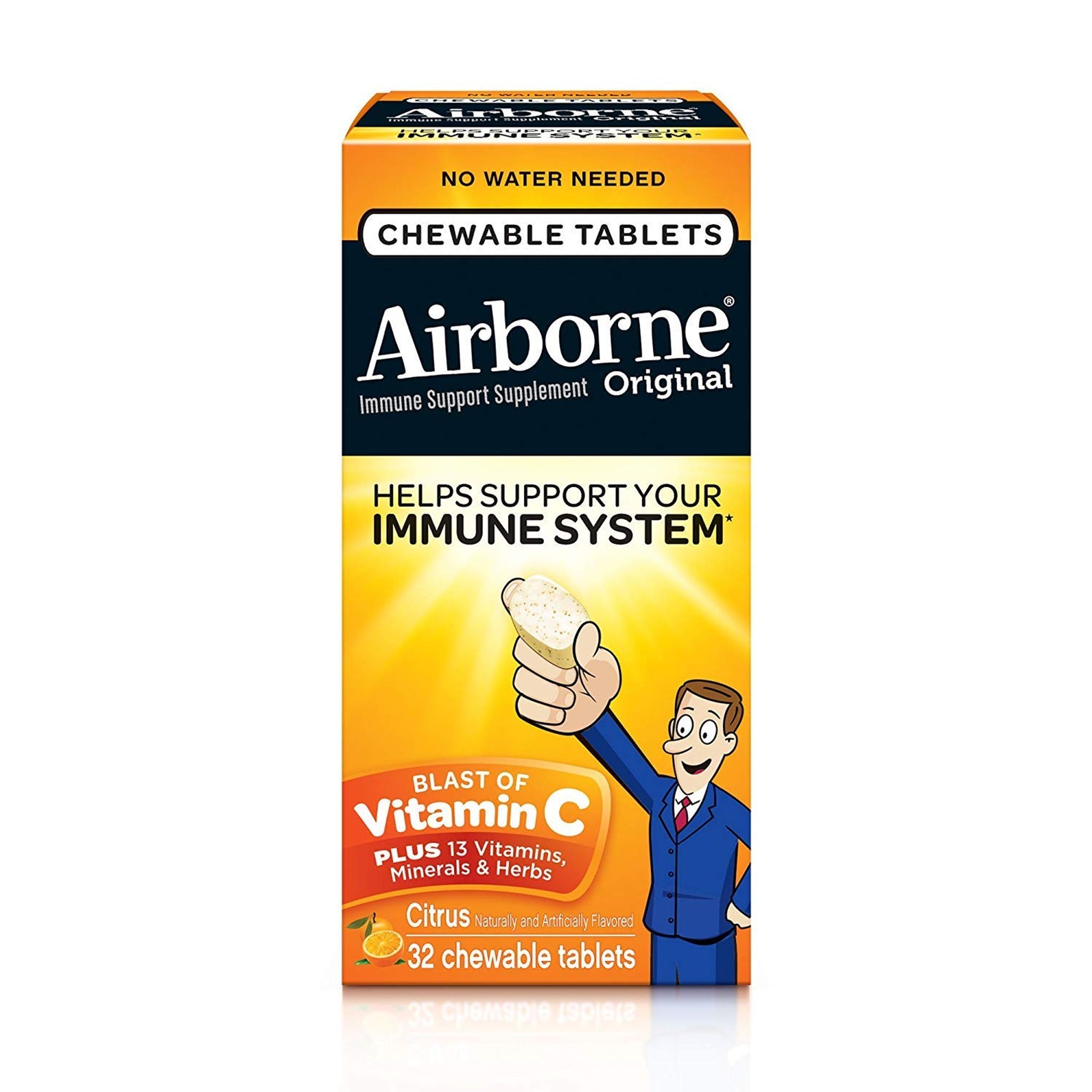 Airborne Citrus Chewable Tablets (32 Count, Pack of 6)