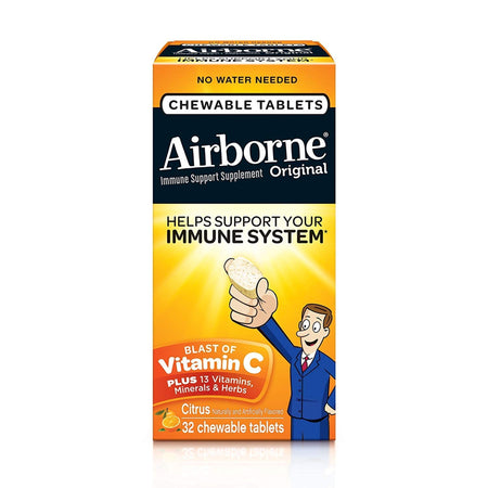 Airborne Citrus Chewable Tablets (32 Count, Pack of 6)