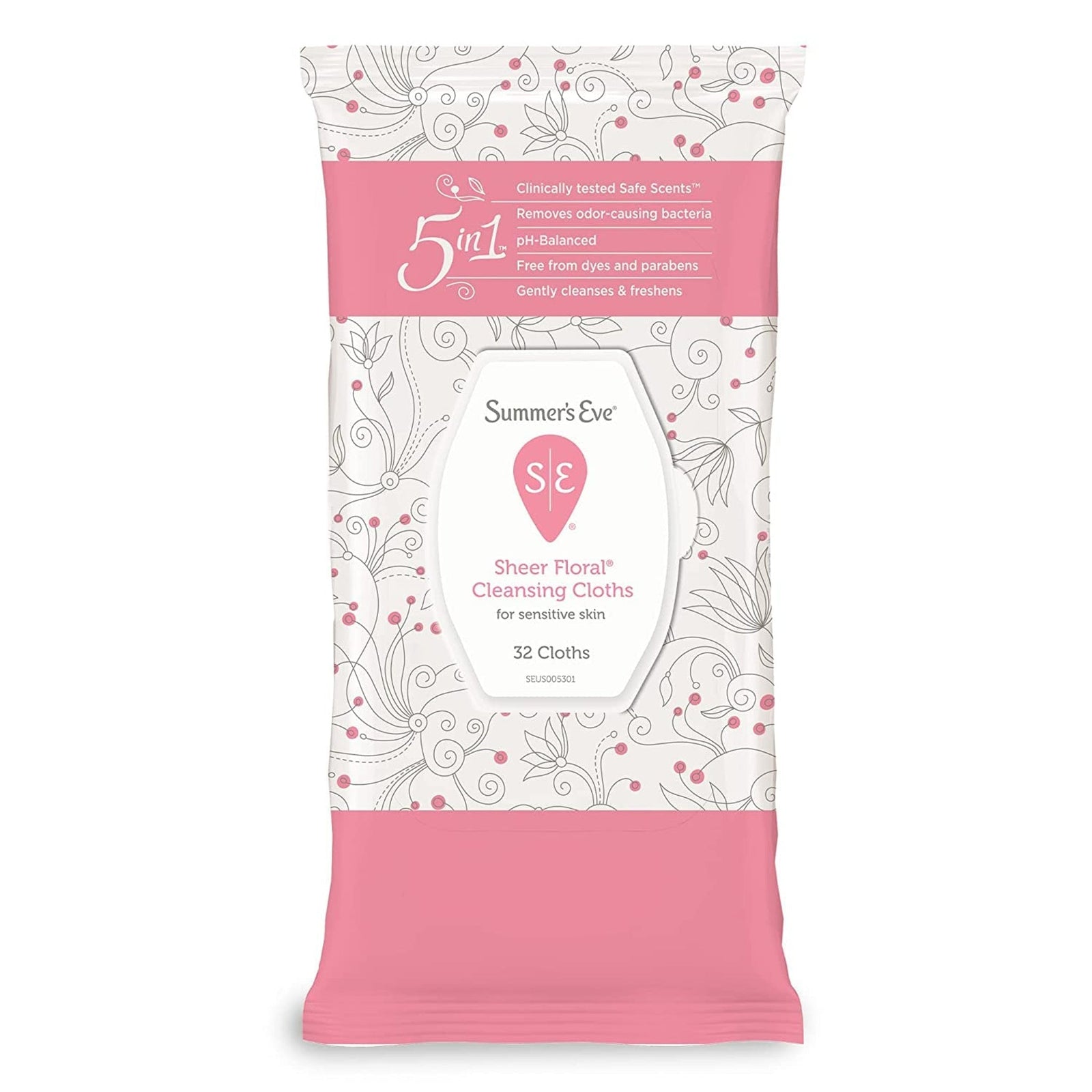 Summer's Eve Feminine Cleansing Cloths Sheer Floral (32 Count)