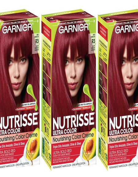 Garnier Nutrisse Hair Color R3 Light Intense Auburn (Pack of 3)