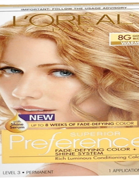 L’Oréal Superior Preference Hair Color 8G Golden Blonde (Pack of 4)