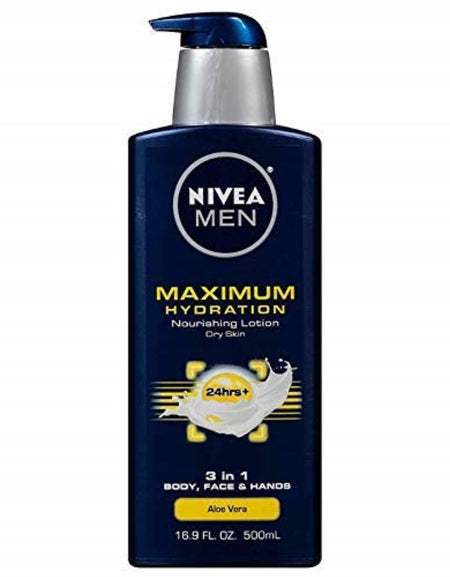 NIVEA Men Maximum Hydration Lotion Aloe Vera (16.9 oz, Pack of 4)