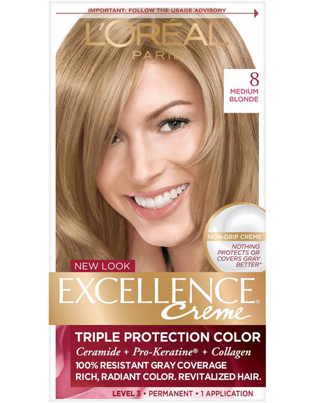 L’Oréal Excellence Hair Color 8 Medium Blonde (Pack of 4)