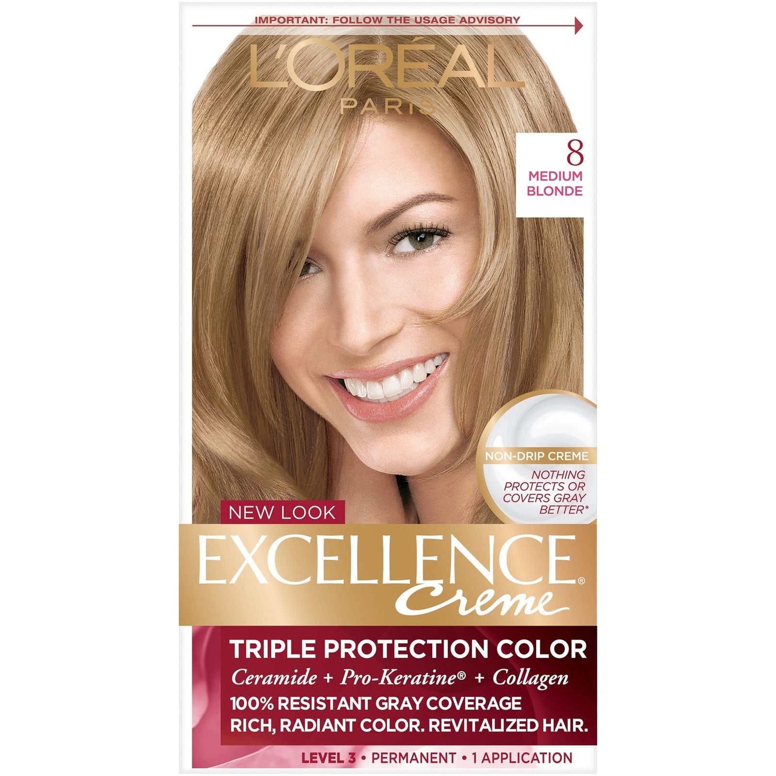 L’Oréal Excellence Hair Color 8 Medium Blonde (Pack of 4)