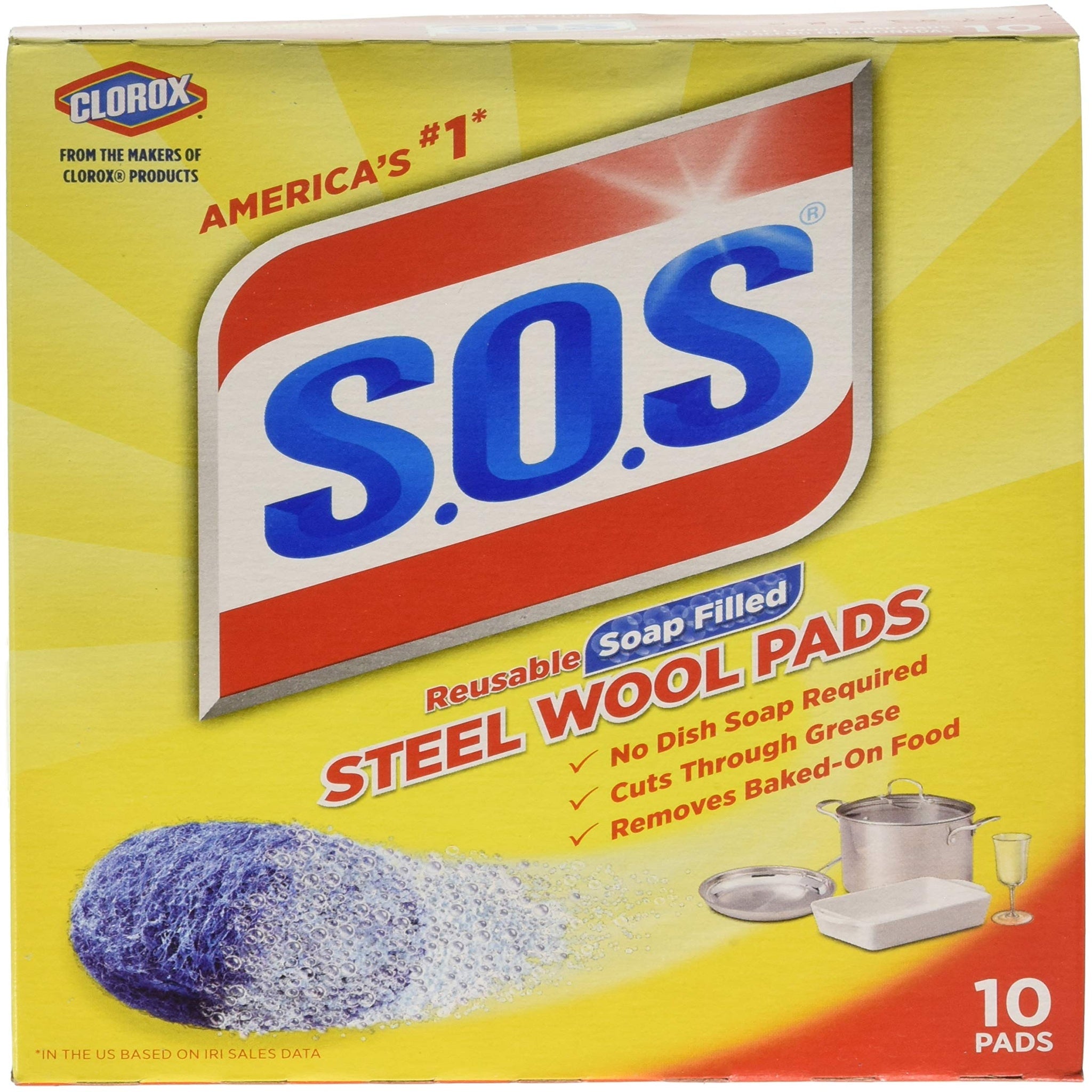 SOS Steel Wool Soap Pads (10 Count, Pack of 6)