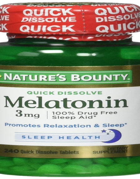 Nature's Bounty Melatonin Quick Dissolve (3 mg, 240 Count, Pack of 3)