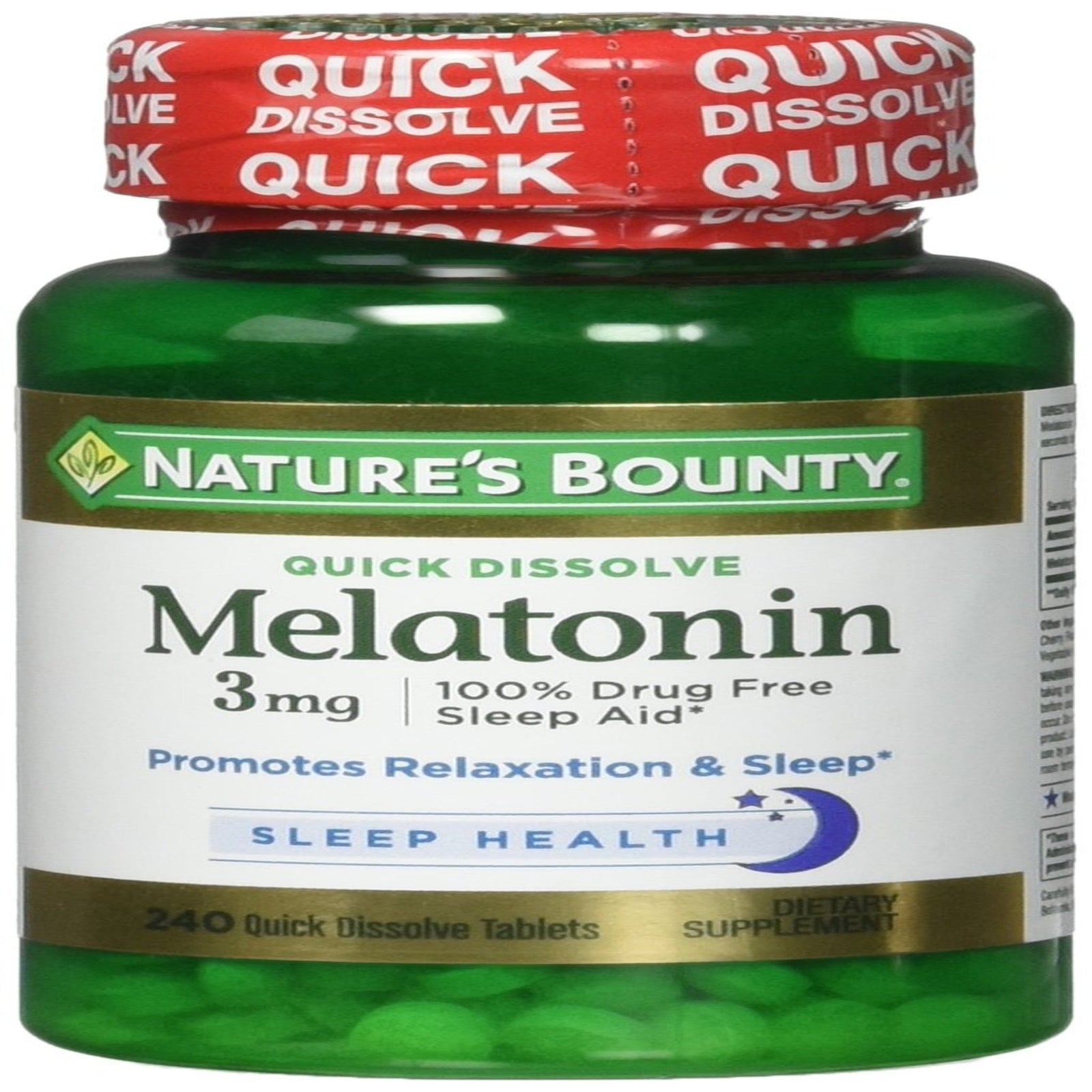 Nature's Bounty Melatonin Quick Dissolve (3 mg, 240 Count, Pack of 3)