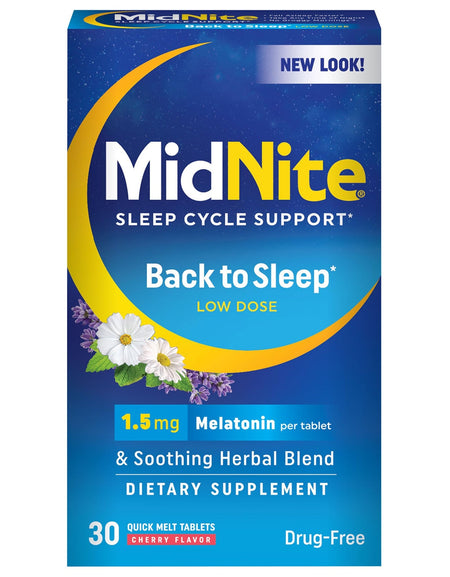 MidNite Back to Sleep Melatonin Tablets (1.5 mg, 30 Count)