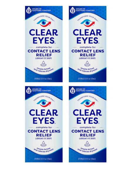 Clear Eyes Contact Lens Relief Eye Drops (0.5 oz, Pack of 4)