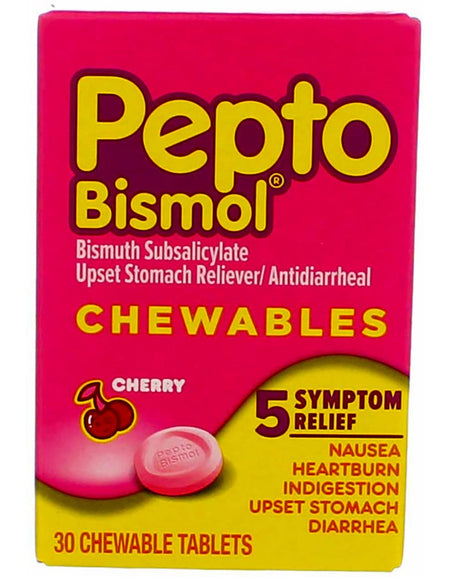 Pepto-Bismol Chewable Tablets Cherry (30 Count, Pack of 5)