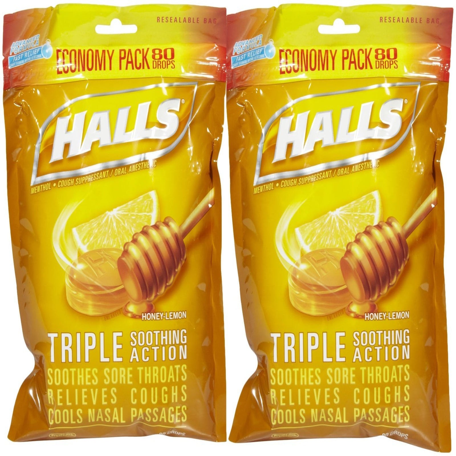 Halls Honey Lemon Drops (80 Count, 2 Pack)