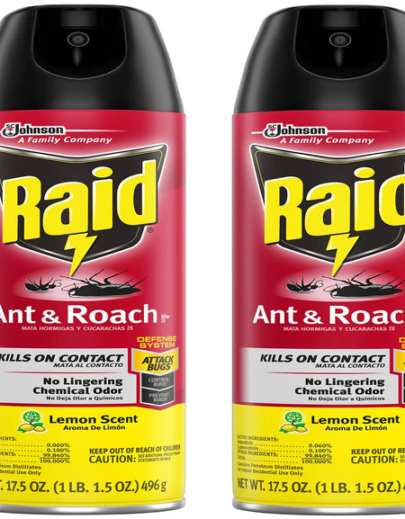 Raid Ant & Roach Killer Lemon Scent (17.5 oz, Pack of 2)